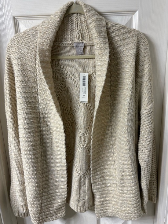 Chico's Sweaters - NWT CHICO’S Oatmeal open knit chunky sweater -size 1P or 8-10